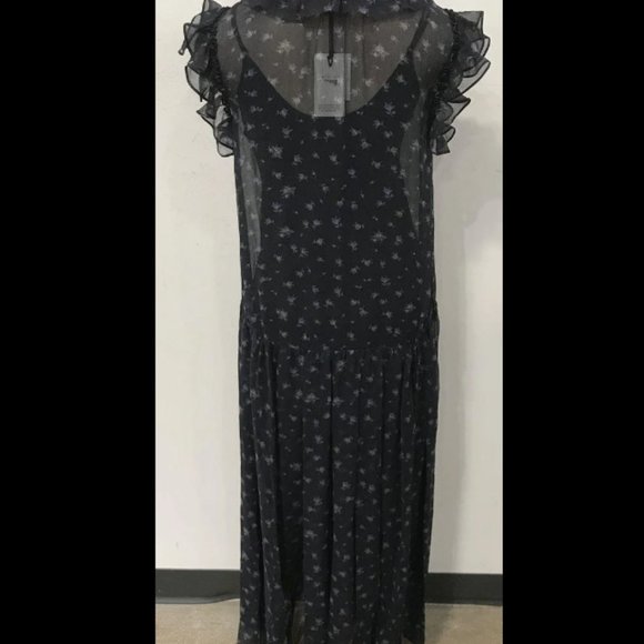 Gorgeous Coach Navy Summer Scattered Rose Print Pleated Maxi Dress - NWT - Picture 4 of 5